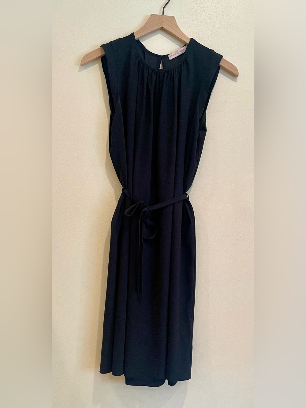Studio Anneloes (from Holland) Sleeveless Black Midi Dress with Self-Tie Waist